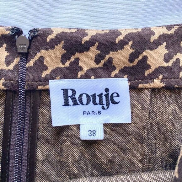 ROUJE PARIS SIDONIE KNIT MIDI PENCIL SKIRT IN BROWN AND TAN - S (38) - Picture 6 of 11